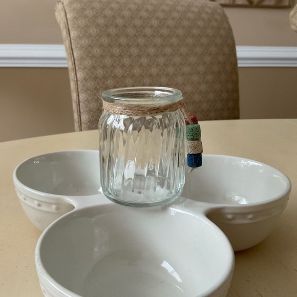 Large Ribbed Glass Toothpick Holder Platter Decoration - Your Choice of One - Picture 3 of 11